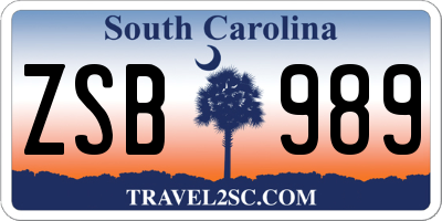 SC license plate ZSB989