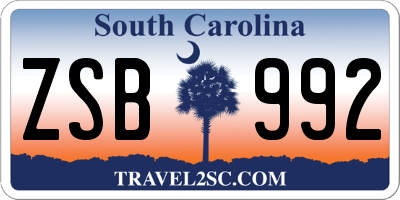 SC license plate ZSB992