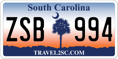 SC license plate ZSB994