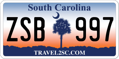 SC license plate ZSB997