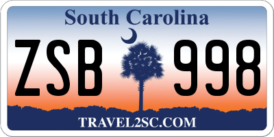 SC license plate ZSB998
