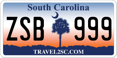 SC license plate ZSB999