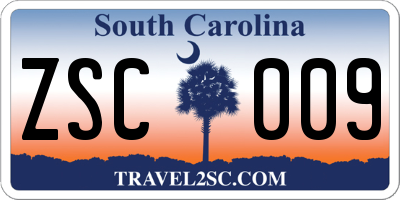 SC license plate ZSC009