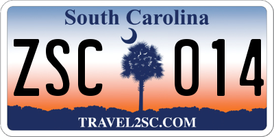 SC license plate ZSC014