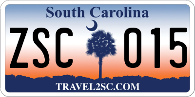 SC license plate ZSC015