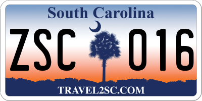 SC license plate ZSC016