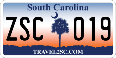 SC license plate ZSC019
