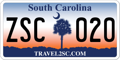 SC license plate ZSC020