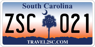 SC license plate ZSC021