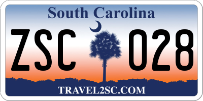 SC license plate ZSC028