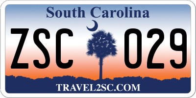 SC license plate ZSC029