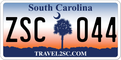SC license plate ZSC044