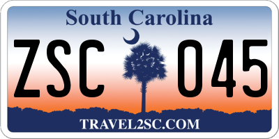 SC license plate ZSC045