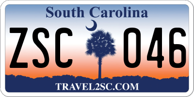 SC license plate ZSC046