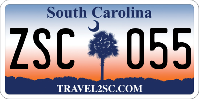 SC license plate ZSC055