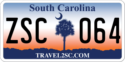 SC license plate ZSC064