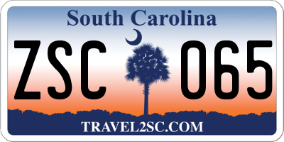 SC license plate ZSC065