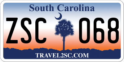 SC license plate ZSC068
