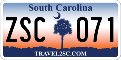 SC license plate ZSC071