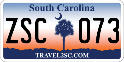 SC license plate ZSC073