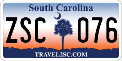 SC license plate ZSC076