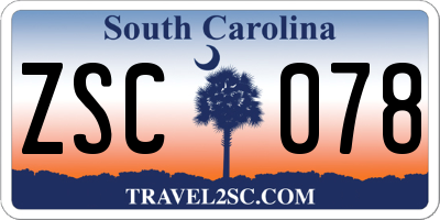 SC license plate ZSC078