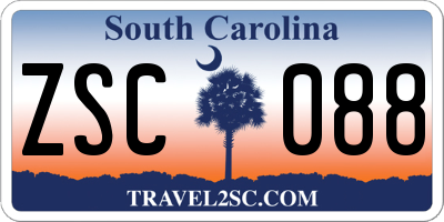SC license plate ZSC088