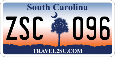 SC license plate ZSC096