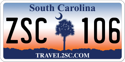SC license plate ZSC106