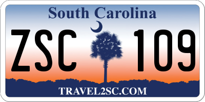SC license plate ZSC109