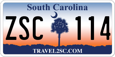 SC license plate ZSC114