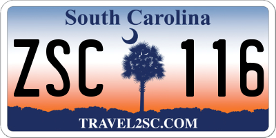 SC license plate ZSC116