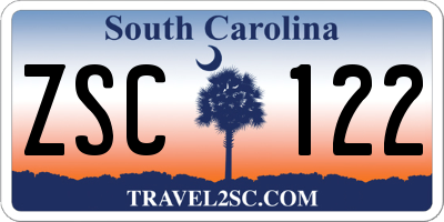 SC license plate ZSC122