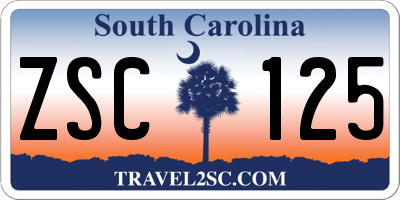 SC license plate ZSC125