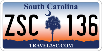 SC license plate ZSC136