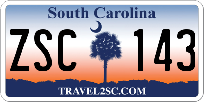 SC license plate ZSC143