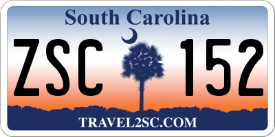 SC license plate ZSC152