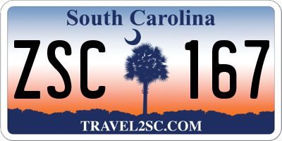 SC license plate ZSC167