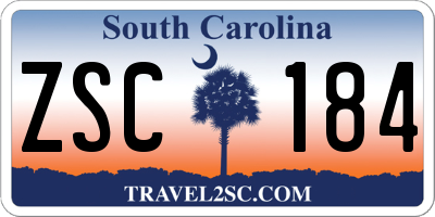 SC license plate ZSC184
