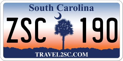 SC license plate ZSC190