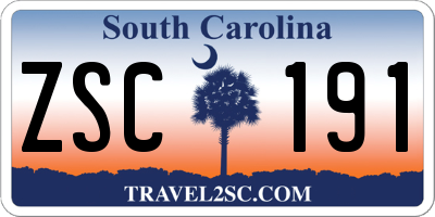 SC license plate ZSC191