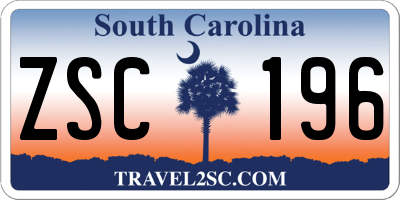 SC license plate ZSC196