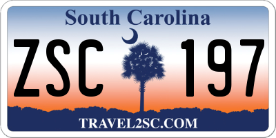 SC license plate ZSC197