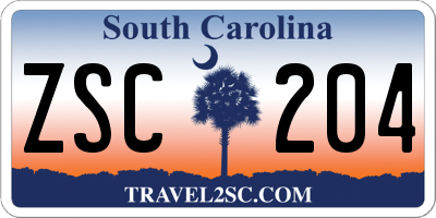 SC license plate ZSC204