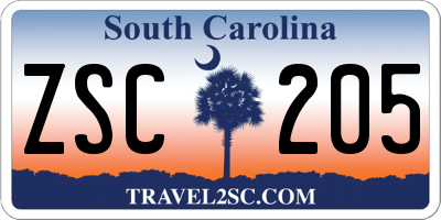 SC license plate ZSC205