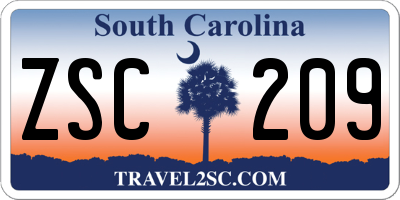 SC license plate ZSC209
