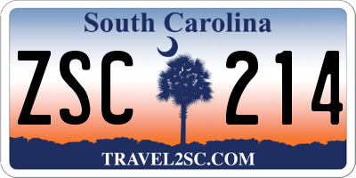 SC license plate ZSC214