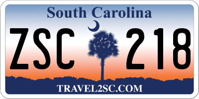 SC license plate ZSC218