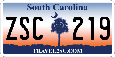 SC license plate ZSC219
