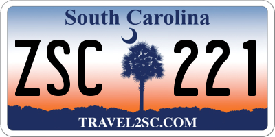SC license plate ZSC221